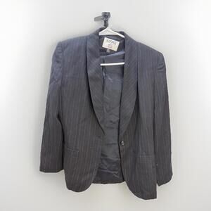 Kasper A.S.L. Black Pinstripe Blazer Women’s Petite 8P Single Button Jacket